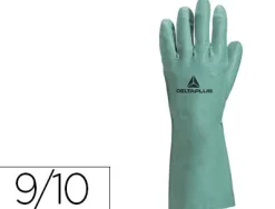 Gant nitrile deltaplus floqué coton longueur 33cm épaisseur 0.40mm coloris vert taille 9/10 paire
