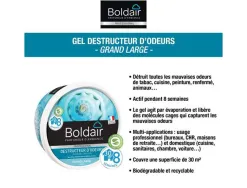 Gel boldair destructeur odeur gel solide évaporation régulière surface 30m2 non toxique biodégradable marine