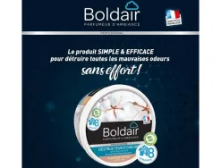 Gel boldair destructeur odeur gel solide évaporation régulière surface 30m2 non toxique biodégradable fleur coton