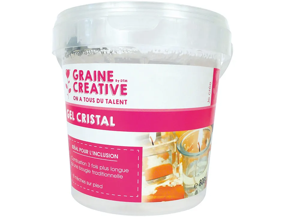 Gel cristal graine creative pour bougies incolore pot 800g