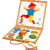 Geoforme jeu magnetique djeco pour reconstituer toutes sortes de formes 42 pieces en bois et 24 modeles