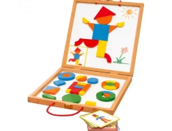 Geoforme jeu magnetique djeco pour reconstituer toutes sortes de formes 42 pieces en bois et 24 modeles