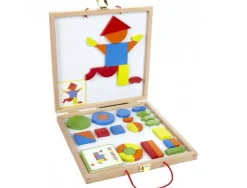 Geoforme jeu magnetique djeco pour reconstituer toutes sortes de formes 42 pieces en bois et 24 modeles