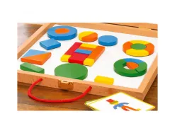 Geoforme jeu magnetique djeco pour reconstituer toutes sortes de formes 42 pieces en bois et 24 modeles