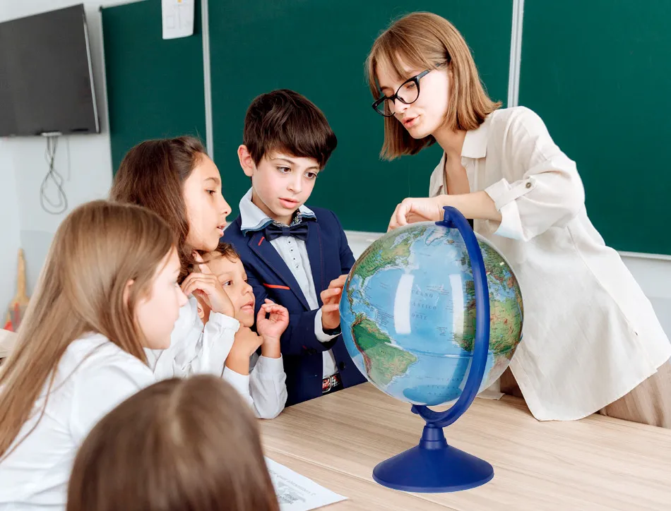 Globe terrestre antartik lumineux carte physique et politique effaçable diametre 30 cm