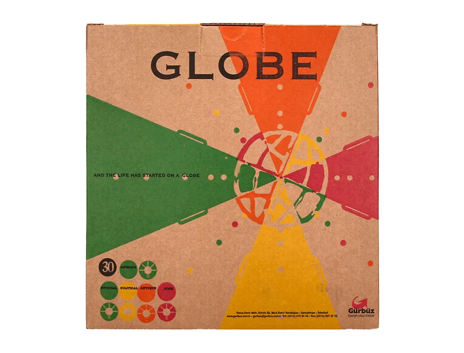 Globe terrestre antartik lumineux carte physique et politique effaçable diametre 30 cm