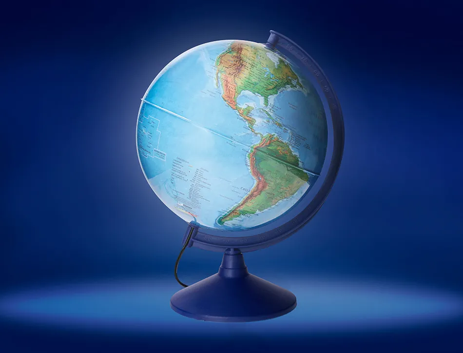 Globe terrestre antartik lumineux carte physique et politique effaçable diametre 30 cm