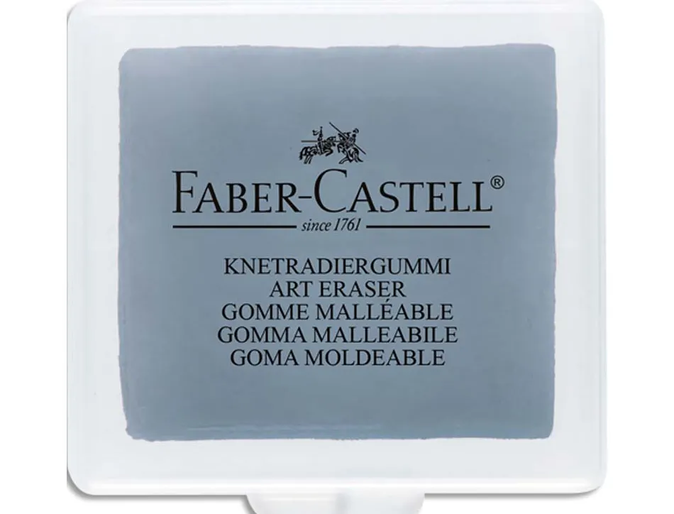 Gomme faber castell mie de pain corrige dessins pastel crayon fusain coloris gris étui plastique