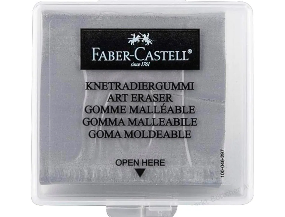 Gomme faber castell mie de pain corrige dessins pastel crayon fusain coloris gris étui plastique