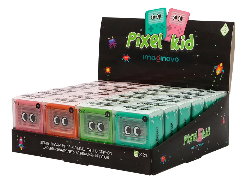 Gomme imaginovo erase it console avec taille crayon coloris assortis