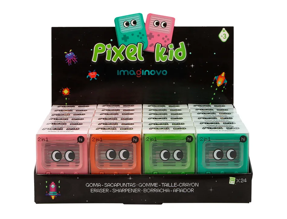 Gomme imaginovo erase it console avec taille crayon coloris assortis