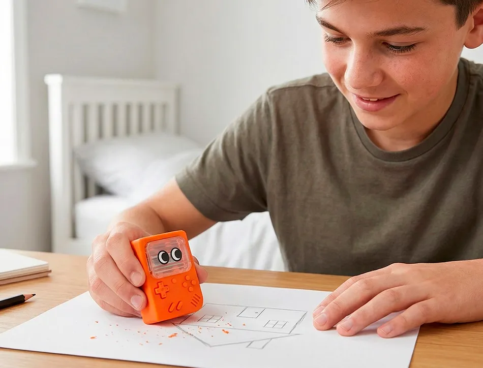 Gomme imaginovo erase it console avec taille crayon coloris assortis