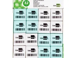 Gomme liderpapel 12x29x29mm carrée mie de pain caoutchouc efface crayons graphite coloris blanc ou bleu