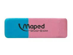 Gomme maped duo-gom mixte caoutchouc medium côté rose crayon côté bleu encre