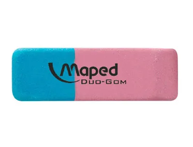 Gomme maped duo-gom mixte caoutchouc medium côté rose crayon côté bleu encre