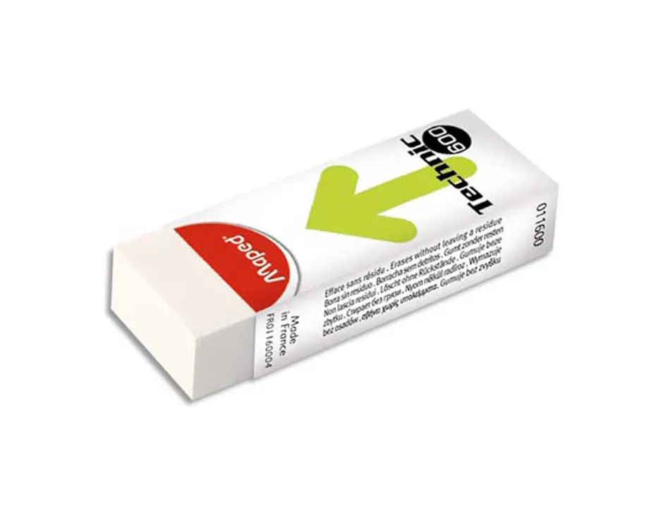 Gomme maped technic 600 61x22x12mm plastique crayons mines calque papier