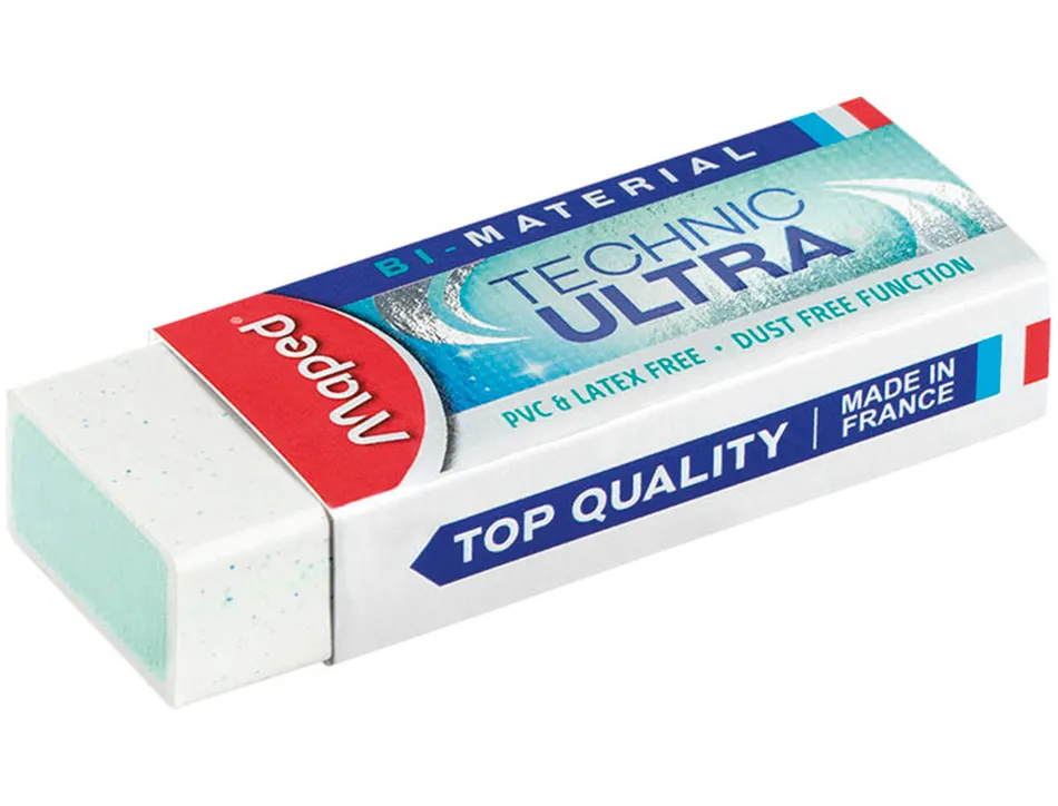 Gomme maped technic ultra efficacité maximale sans pvc coloris blanc étui carton 61x21,5x 12mm