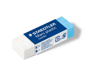 Gomme staedtler mars plastic combi 30x13x12mm sans latex pour l'encre de chine coloris blanc et bleu