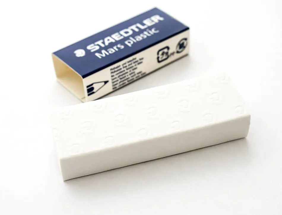 Gomme staedtler mars plastic 65x23x13mm crayons mines papier calque film coloris blanc