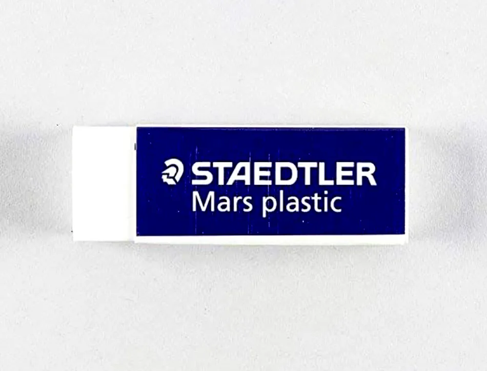 Gomme staedtler mars plastic 65x23x13mm crayons mines papier calque film coloris blanc