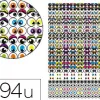 Gommette adhesive graine creative forme yeux mobiles diametre 8 et 15mm 2 planches 594 unites