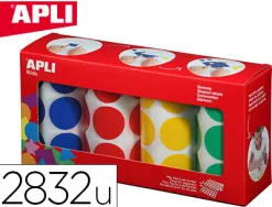 Gommette apli agipa adhésive ronde 33mm coloris assortis boîte 4 rouleaux 2832 unités