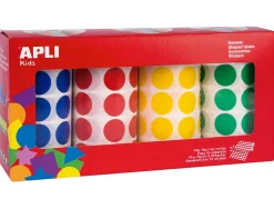 Gommette apli agipa adhésive ronde 20mm coloris assortis boîte 4 rouleaux 7080 unités