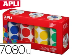 Gommette apli agipa adhésive ronde 20mm coloris assortis boîte 4 rouleaux 7080 unités