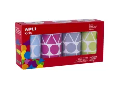 Gommette apli formes geometriques et coloris pastels assortis 4 rouleaux 5428 unites