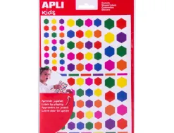 Gommette apli hexagonales tailles et coloris assortis 624 unites