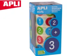 Gommette apli kids enlevable ronde 20mm 123 majuscules multicolores rouleau 900 unités
