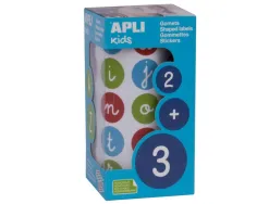 Gommette apli lettres minuscules 20mm coloris assortis rouleau 900 unites