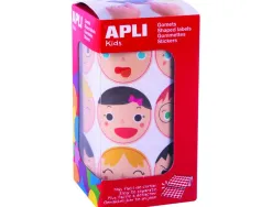 Gommette apli 33mm emotions assorties rouleau 380 unites