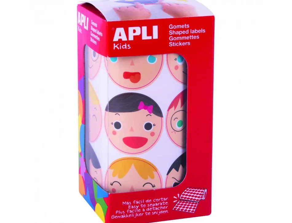 Gommette apli 33mm emotions assorties rouleau 380 unites
