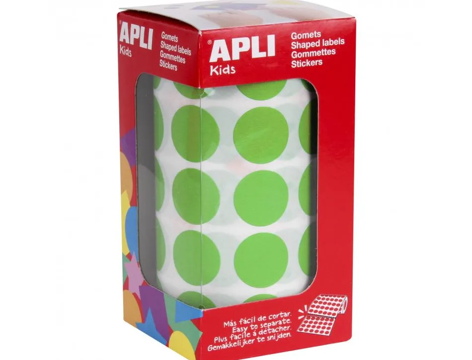 Gommette apli ronde 20mm coloris vert clair rouleau 1770 unites