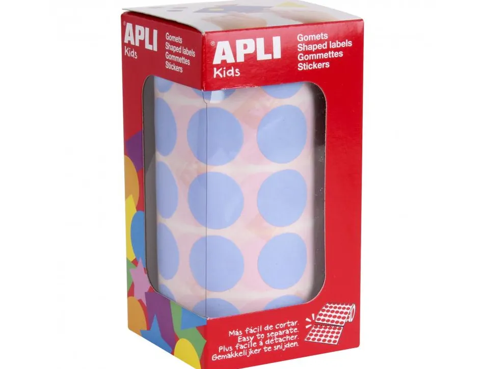 Gommette apli ronde 20mm coloris bleu clair rouleau 1770 unites