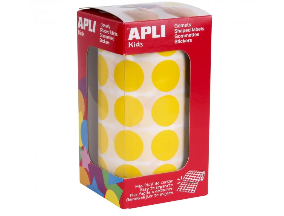 Gommette apli ronde 20mm coloris jaune rouleau 1770 unites