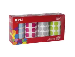 Gommette apli ronde 20mm coloris pastels assortis 4 rouleaux 7080 unites