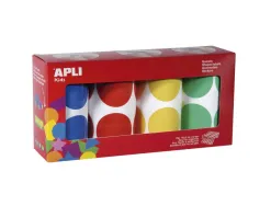 Gommette apli ronde 45mm coloris classiques assortis 4 rouleaux 1416 unites