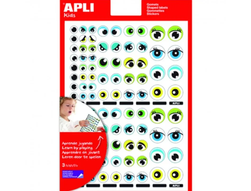 Gommette apli yeux ronds bleu/vert 312 unites