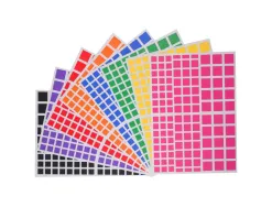 Gommette carree cleopatre multi tailles adhesif permanent planche 8 coloris assortis 2268 gommettes