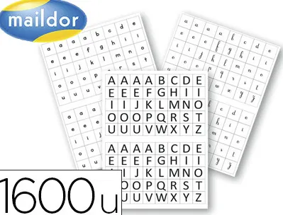 Gommette éducative maildor alphabet coloris rouge bleu vert jaune noir 6 planches 1600 unités