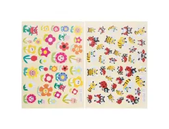 Gommette fantaisie cleopatre fleurs abeilles coccinelles planche a5 720 gommettes pochette de 20 planches
