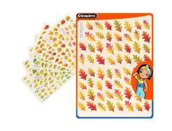 Gommette fantaisie cleopatre feuilles arbres printemps/automne 4 motifs 1438 gommettes pochette de 24