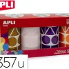 Gommette géante apli agipa géométrique 4 coloris assortis violet marron rose orange pack 4 rouleaux 5428 unités