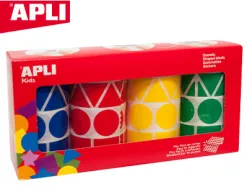Gommette géante apli agipa géométrique 4 coloris assortis bleu rouge jaune vert pack 4 rouleaux 5428 unités