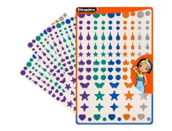 Gommette holographique cleopatre 6 formes 5 coloris assortis pochette de 1150 gommettes