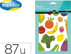 Gommette maxi maildor baby fruits et légumes repositionnable 148x210mm 6 planches 87 unités