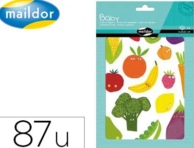 Gommette maxi maildor baby fruits et légumes repositionnable 148x210mm 6 planches 87 unités