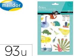 Gommette maxi maildor baby animaux familiers repositionnable 148x210mm 6 planches 93 unités